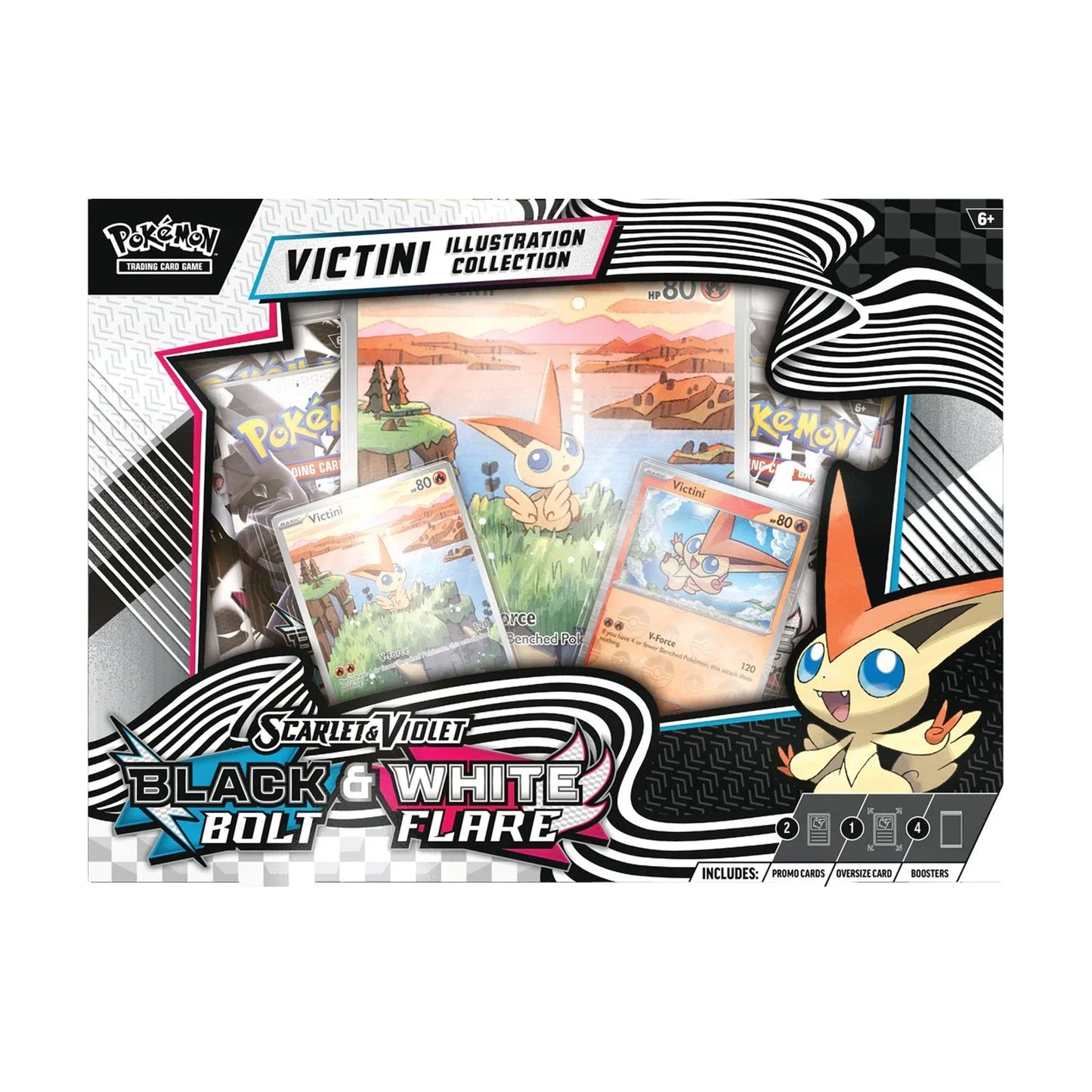 Caja de colección de pósteres con ilustraciones de Victini de Teselia Escarlata y Violeta de TCG Pokémon