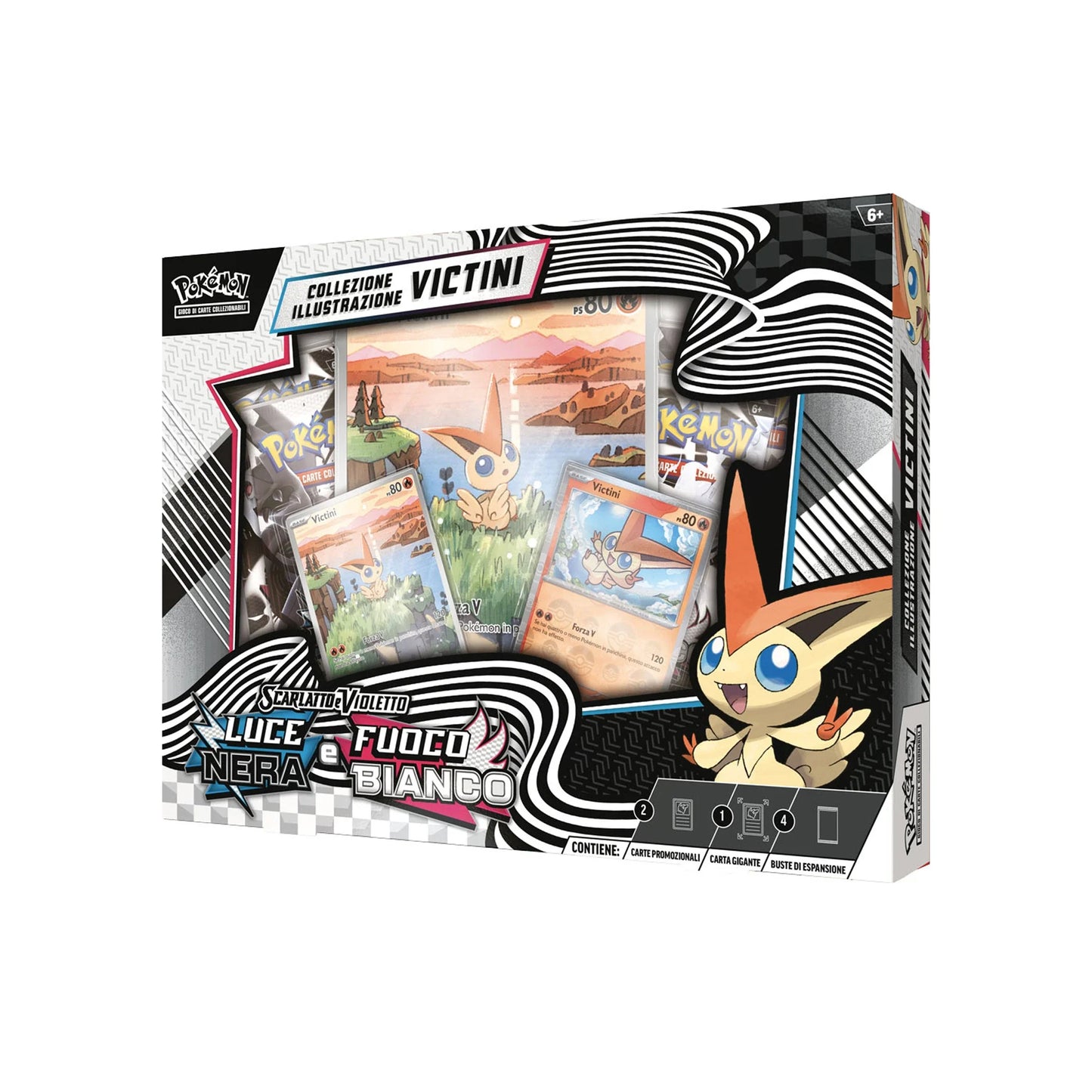 Caja de colección de pósteres con ilustraciones de Victini de Teselia Escarlata y Violeta de TCG Pokémon
