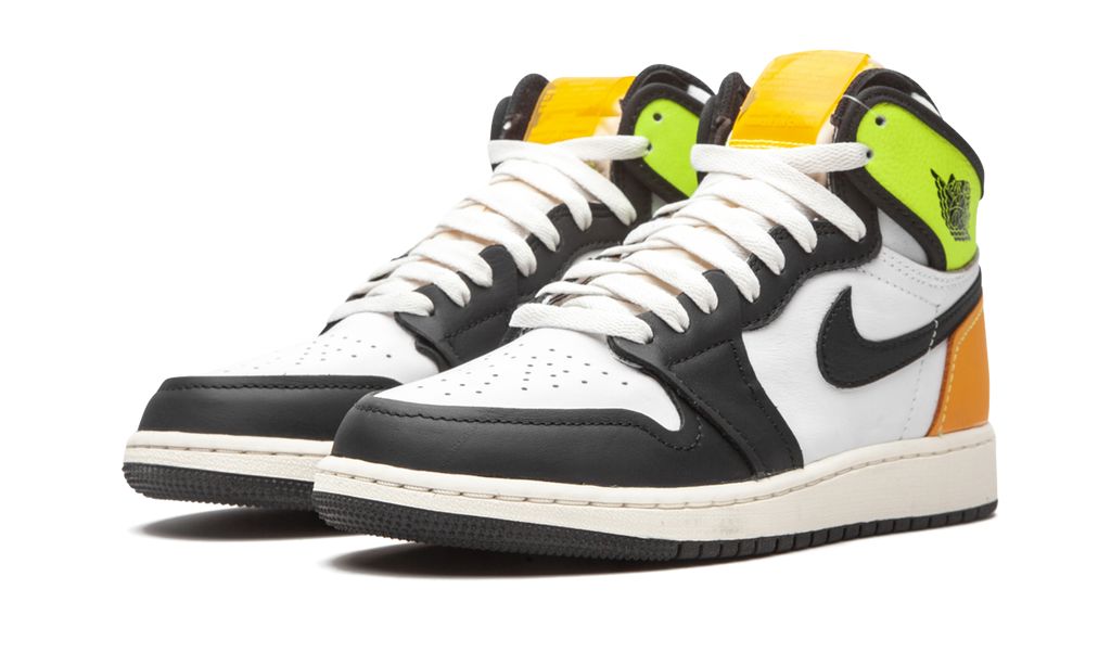 Jordan 1 Retro High Weiß Schwarz Volt University Gold