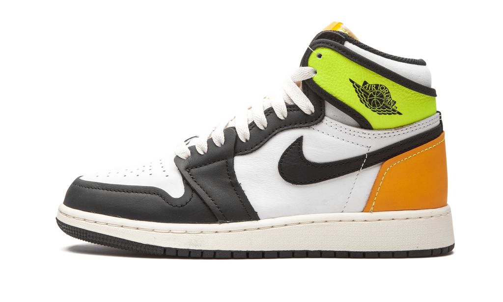 Jordan 1 Retro High Weiß Schwarz Volt University Gold