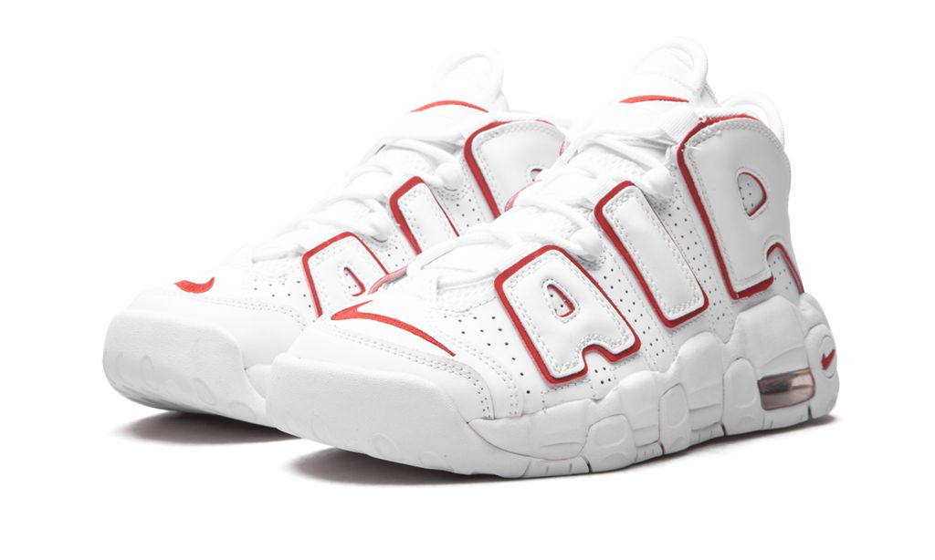 Nike Air More Uptempo Weiß Varsity Roter Umriss
