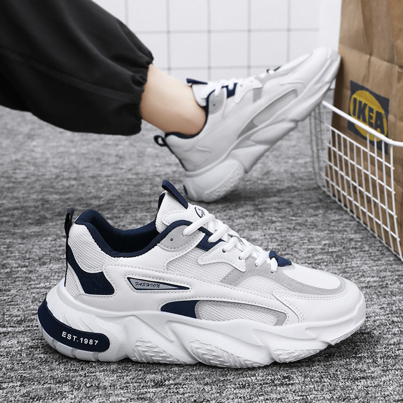 gray and blue sneakers