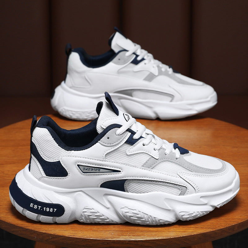 gray and blue sneakers