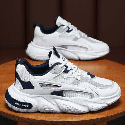 gray and blue sneakers