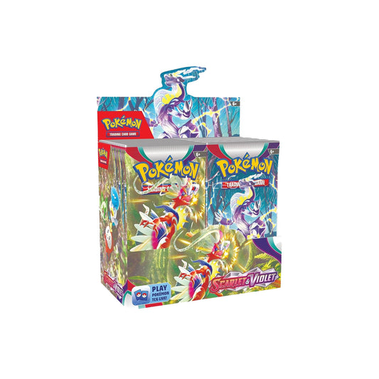 Exhibición de caja de refuerzo base Escarlata y Violeta de JCC Pokémon