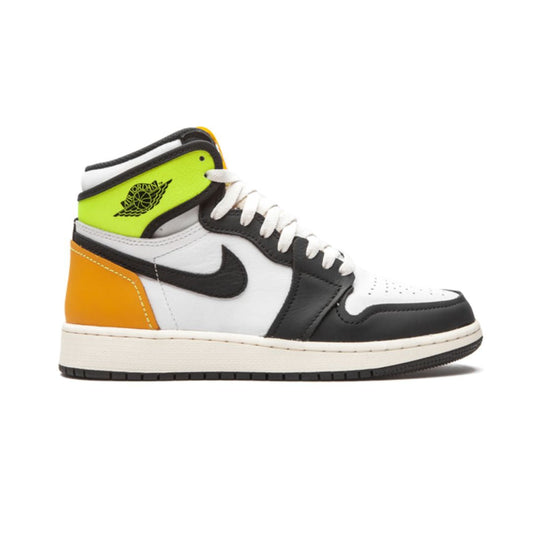 Jordan 1 Retro High Weiß Schwarz Volt University Gold