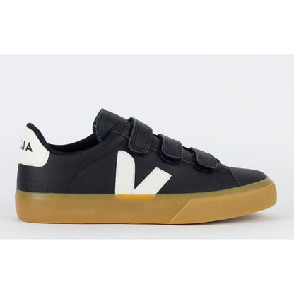 Zapatos Veja con logotipo de Chromefree en cuero negro y blanco 